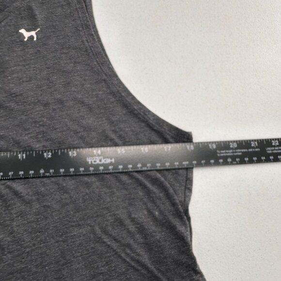 Victorias Secret Pink Racerback Tank Top S Charcoal Gray Striped Shoulder Y2K - Picture 3 of 9